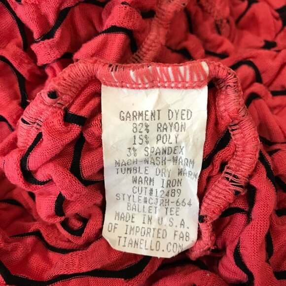 Tianello Womens Red Smocked Long Sleeve Semi Fitted Scooped Neck Blouse Size M - Picture 6 of 6